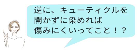 吹き出し：キューティクルを開かず...